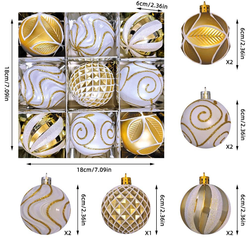 9Pcs/set 6CM Xmas Tree Hanging Pendant Painted Xmas Baubles Christmas Party Decoration