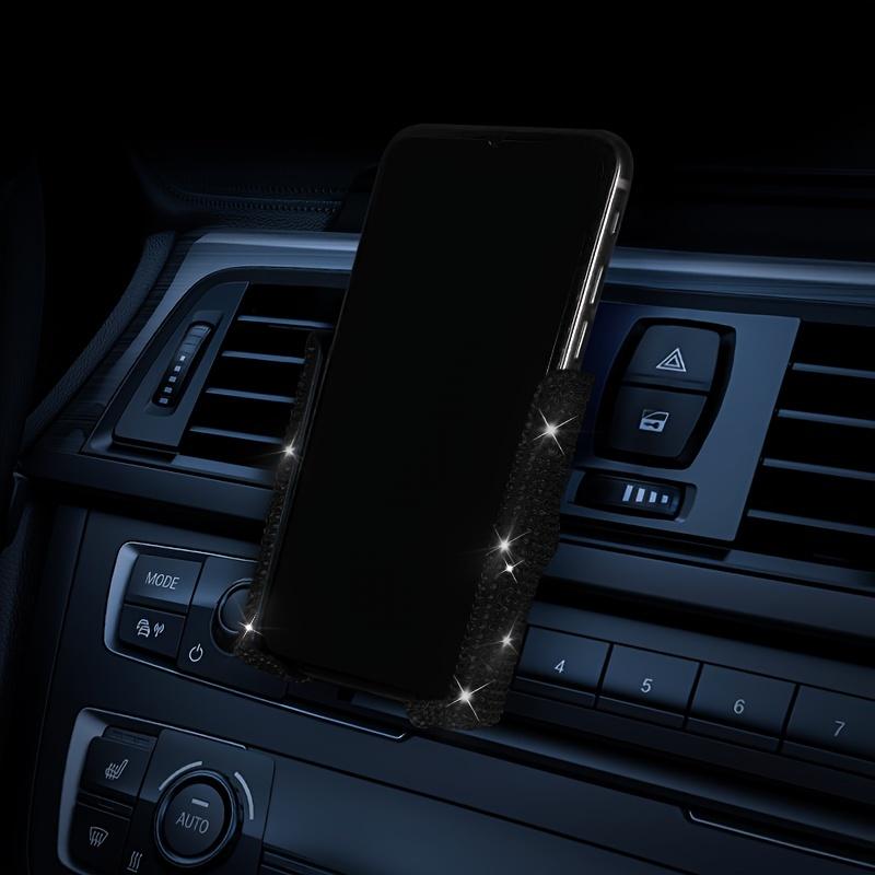 1PC Mobile Phone Holder with Diamond Inlay, Car Navigation Bracket, Air Outlet Snap On Support Bracket, Suction Cup
