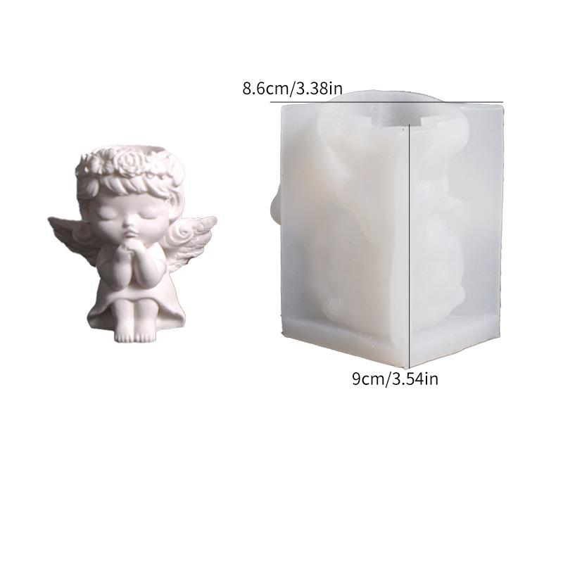 Prayer Angel Girl Flower Pot Mold Cheek-Resting Wreath Angel Prayer Flower Fairy Candlestick Plaster Silicone Mold