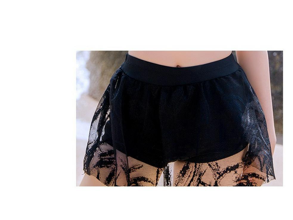 Japanese Lace Split Three-Piece Swimsuit: Women's Sheer Swimwear with Underwire & Chest Pads - Beach Vacation Style.