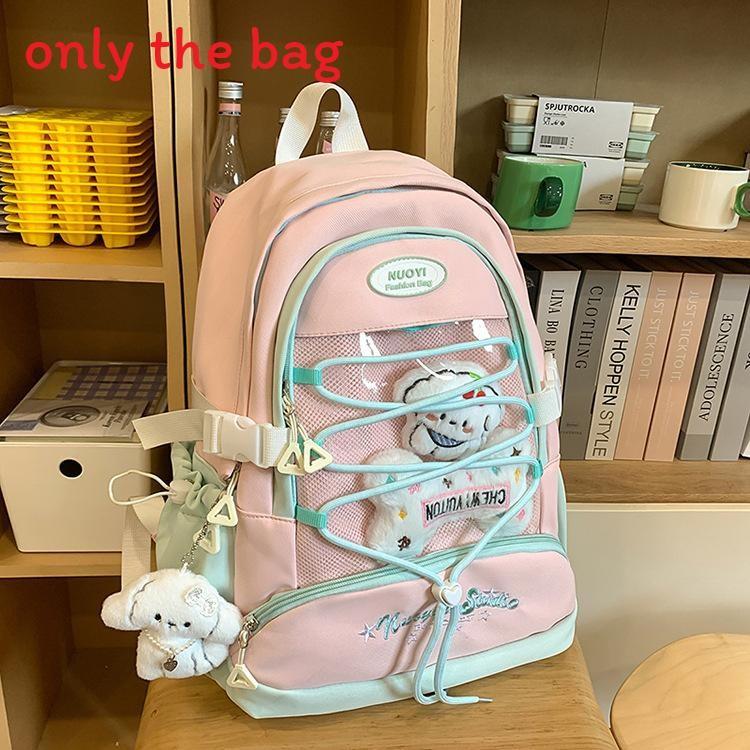 

Korean Style Girl Backpack With Large Capacity And Breathable Nylon For School And Commuting розовый