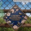 2D Flat, 1pc Cherry Blossom & Bird Wall - Vintage Aluminum Sign Suitable for Office Decor, Aluminum Plaque with Flowers, Gift for Oriental Floral