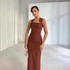  American women's clothing 2025  American style summer new U-neck waist sexy evening dress tight dress