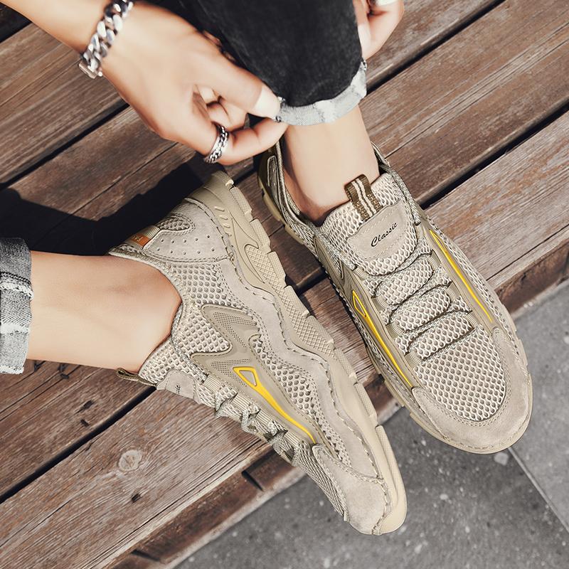 Fashion Outdoor Mesh Men Sneakers Slip On Men Loafers Breathable Summer Casual Shoes For Men Lightweight Camping Hiking Shoes