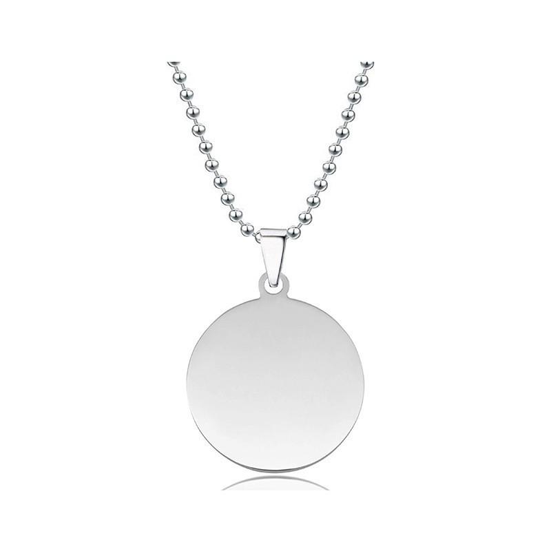 Round Bead Stainless Steel Necklace with Custom Engraving – Ideal Birthday Gift