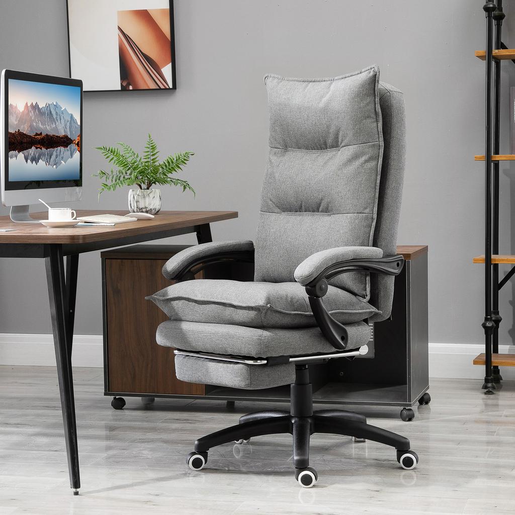 Massage Office Chair, Desk Chair with Massage Function, Height-adjustable, Ergonomic Swivel Chair, Nylon, Grey