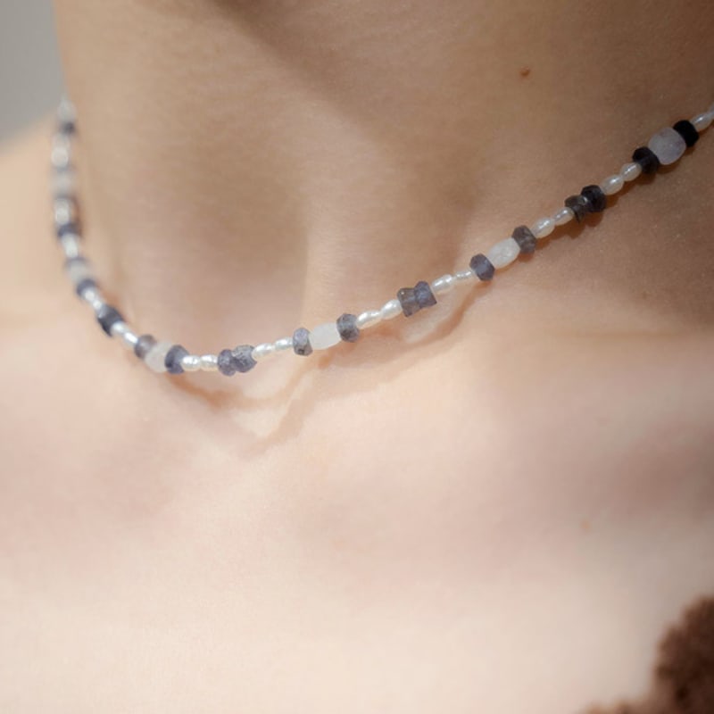 HARANG HR 40N_Pearl Iolite Beads Necklace