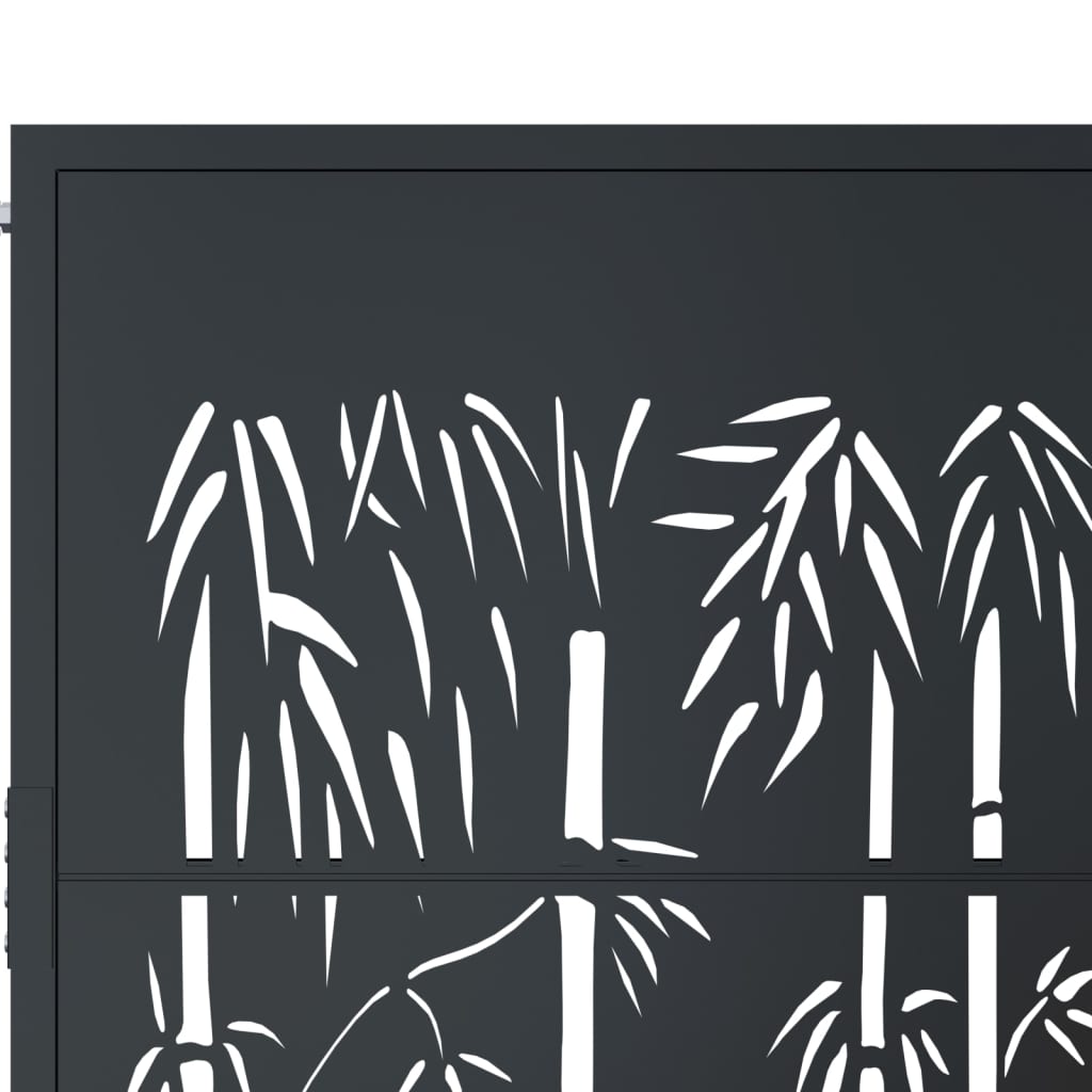 Garden Gate Anthracite 100 X 125 Cm Steel Bamboo Design