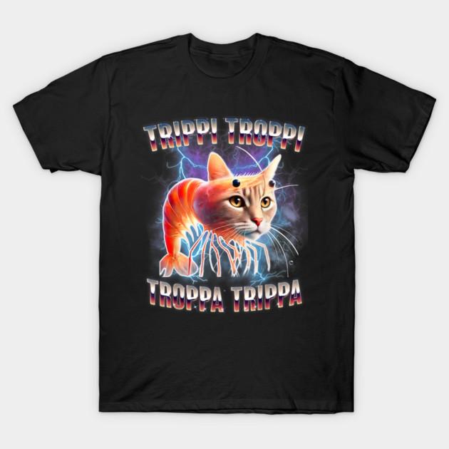 Asian Size Men Black Print T-shirt Trippi Troppi Troppa Trippa Brainrot Italian Meme No-Cut Print Cotton Tshirt S чёрный