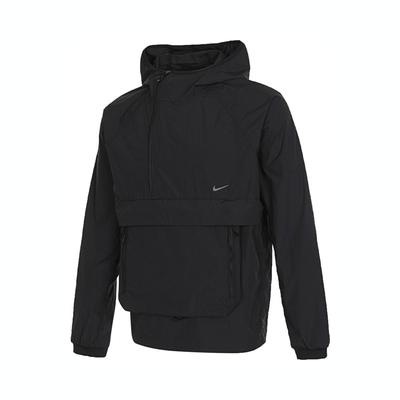 Unifarbene Kapuzenjacke mit halbem Reißverschluss und langen Ärmeln für Herren, Jacken Schwarz FN3873-010