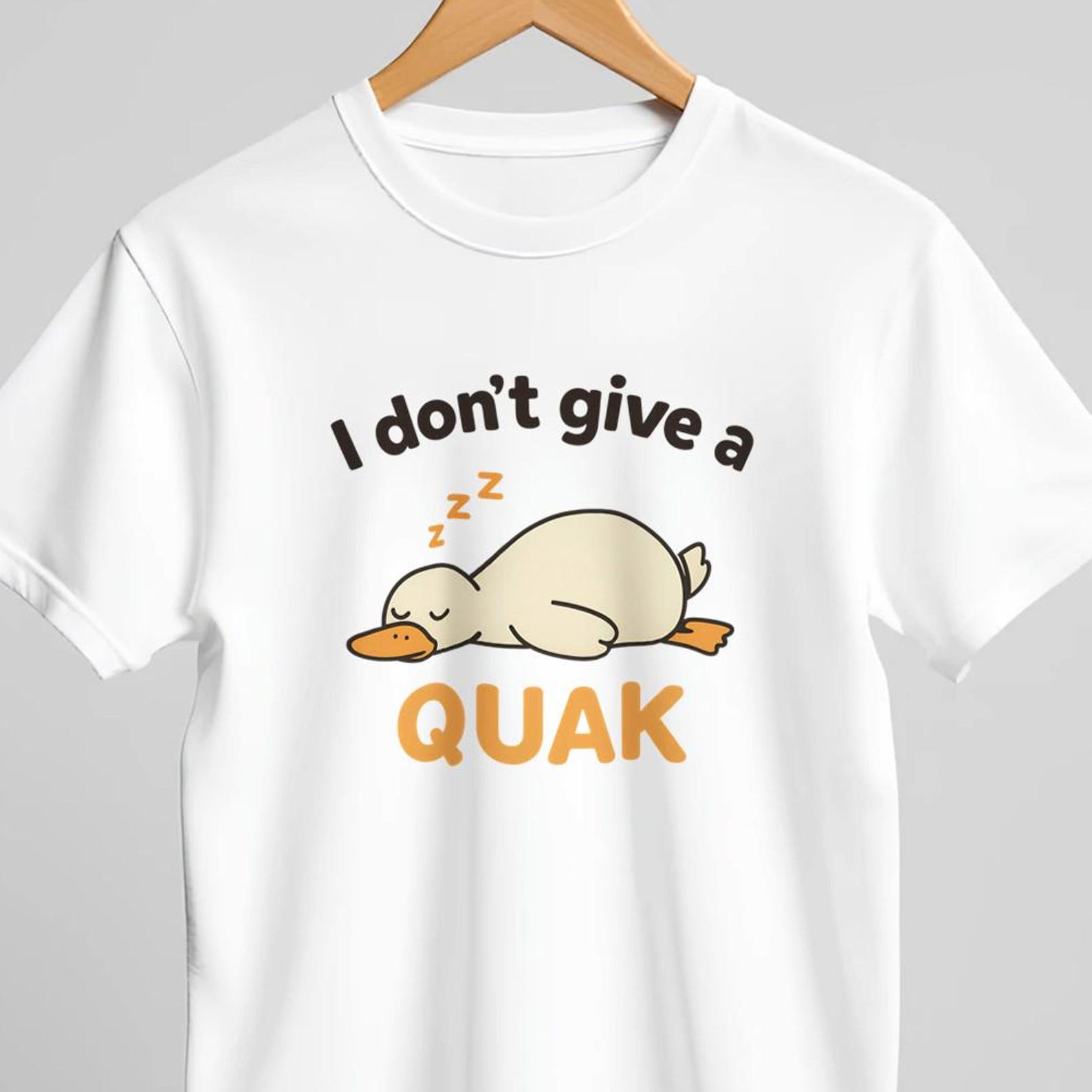 I Don t Give a Quack duck Shirt, Funny Sleepy Duck Tee, Sarcastic Animal Pun T-Shirt, Quirky Humor Gift L