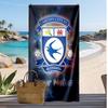 Cardiff City Personalized Printed Beach Towel Soccer Logo Support Custom Name Text Absorbent Towel For Sport Travel Special Gift