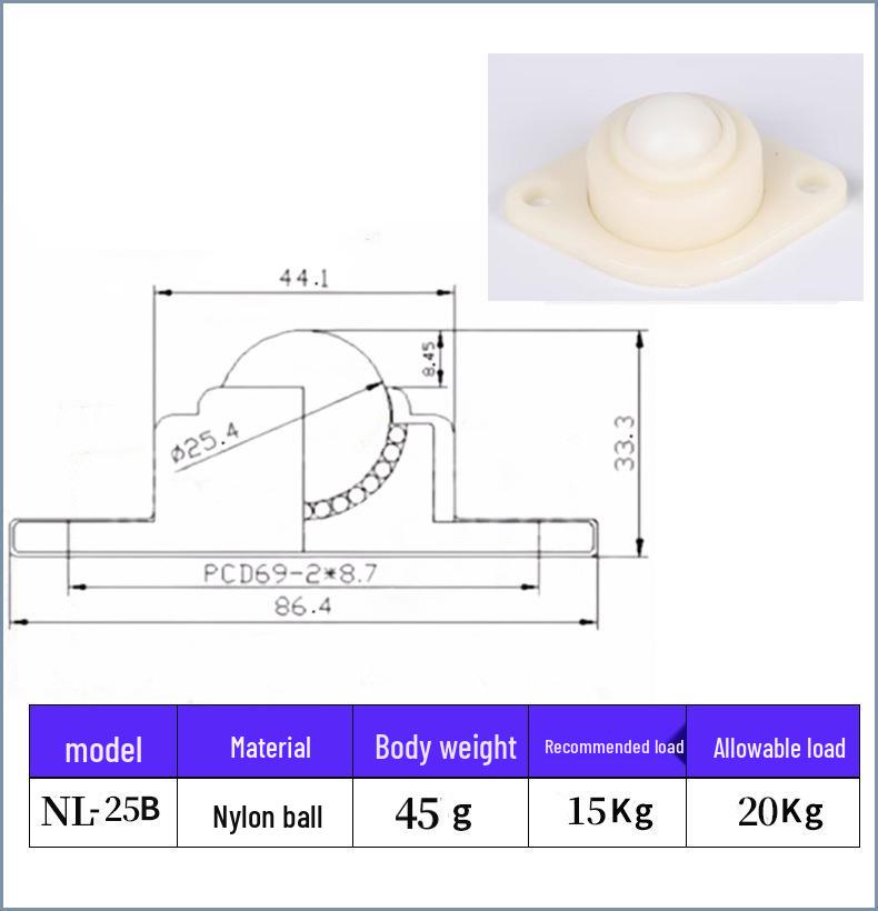 Engineering Plastic Nylon Omni-Directional Ball NL-25B Conveyor Bearing Accessory