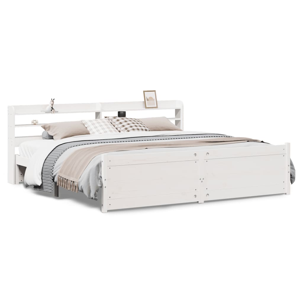 Bed Frame with Headboard Without Mattress White 180 x 200 cm