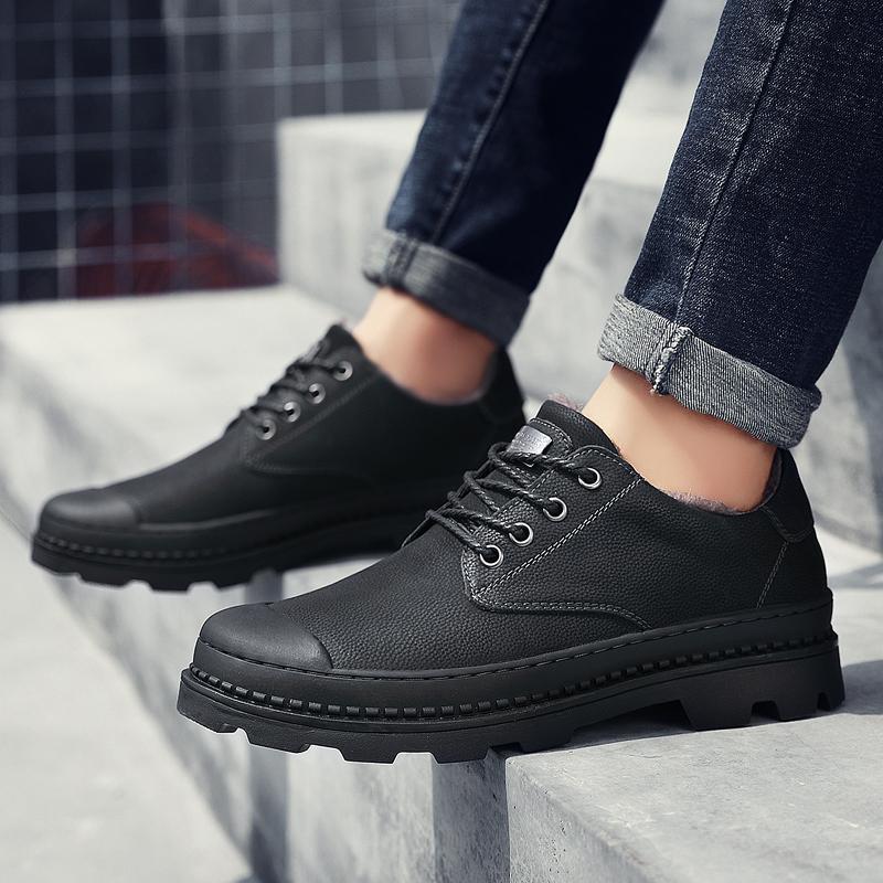 Fashion Shoes Men lace up oxfords Genuine Leather Casual Outdoor Wear-Resistant Fashion Comfortable Round Toe Walking Elegant Shoes