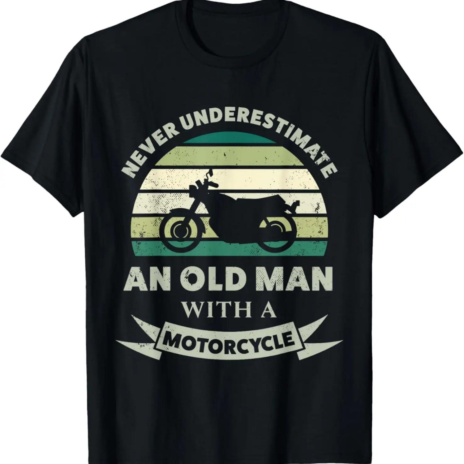 

Mens Old Man with a Motorcycle Funny Dad Gift T-Shirt S чёрный
