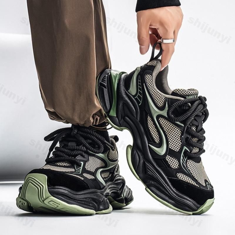 Fashion Mesh Breathable Low Top Thick Soled Niche Design Shoes for Men 2025 Autumn Fashion Trend Versatile Comfortable Platform sneakers