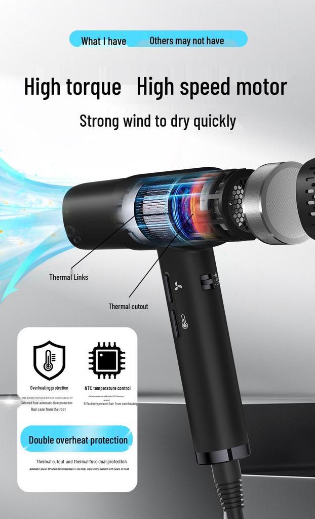 High-Speed T-Shaped Hair Dryer with Heat-Cold Alternating and Negative Ion Technology for Barber Shops