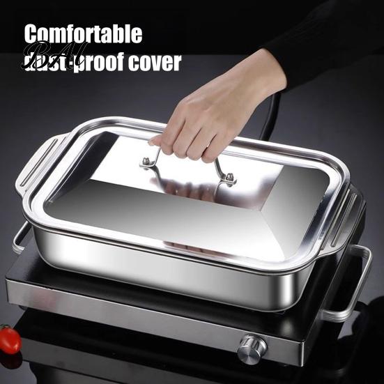 Non-deformable Baking Sheet Stainless Steel Pan, with Handles, Heavy-Duty Rectangular Tray, Commercial Grade Pan High Temperature Resistant