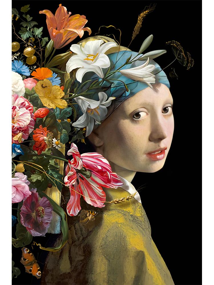 

Знаменитая девушка с жемчужными серьгами, постеры, холст, картина маслом, забавный мопс, цветы, гитара, настенное искусство для гостиной, домашний декор 21x30cm No Frame