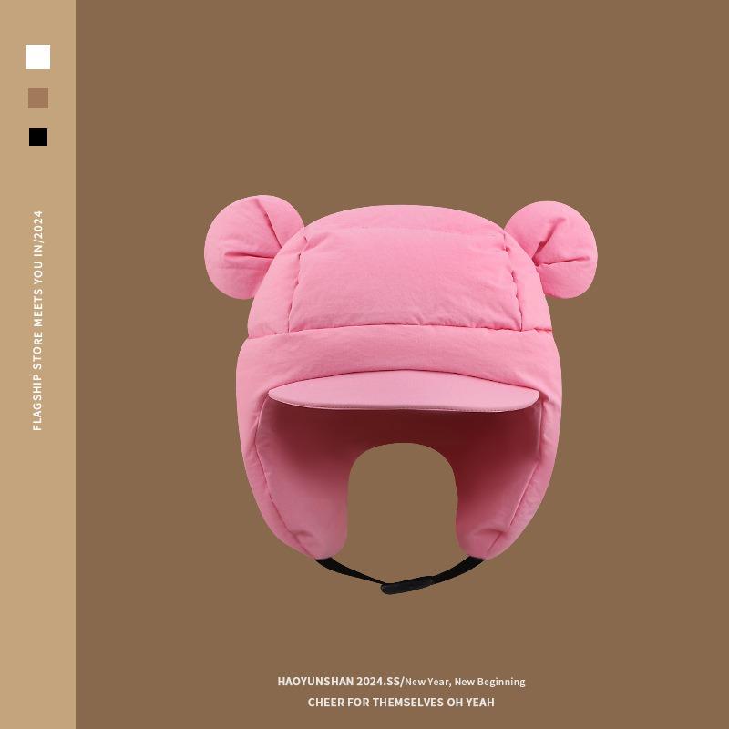 Cute Mickey Ears Down Cotton Women Winter Cycling Windproof Warm Ear Protection Pilot Ski Cap Men