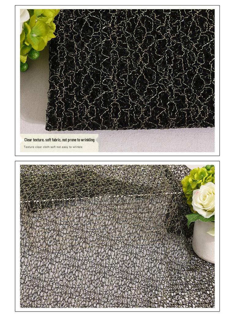 Gold Thread Irregular Weave Large Mesh Coarse Fabric for Toys, Shoes, Hats & Formal Wear