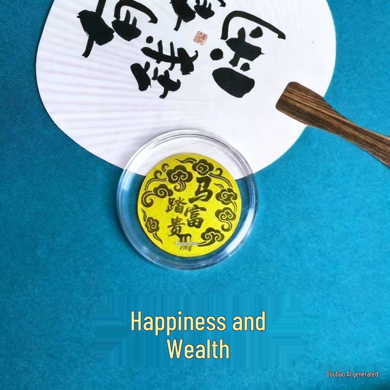 Year of the Horse 999 Pure Gold Phone Sticker, 2mg Gold, Adhesive Back, Instant Wealth Charm