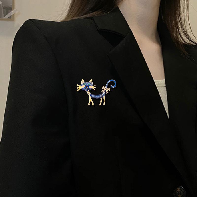 3 Kolory Kreatywne Modne Urocze Koty Kryształowe Broszki Szpilki Dla Kobiet Dziewczyn Emaliowane Odznaki Zwierzęce Słodkie Ubrania Płaszcz Biżuteria Szpilka