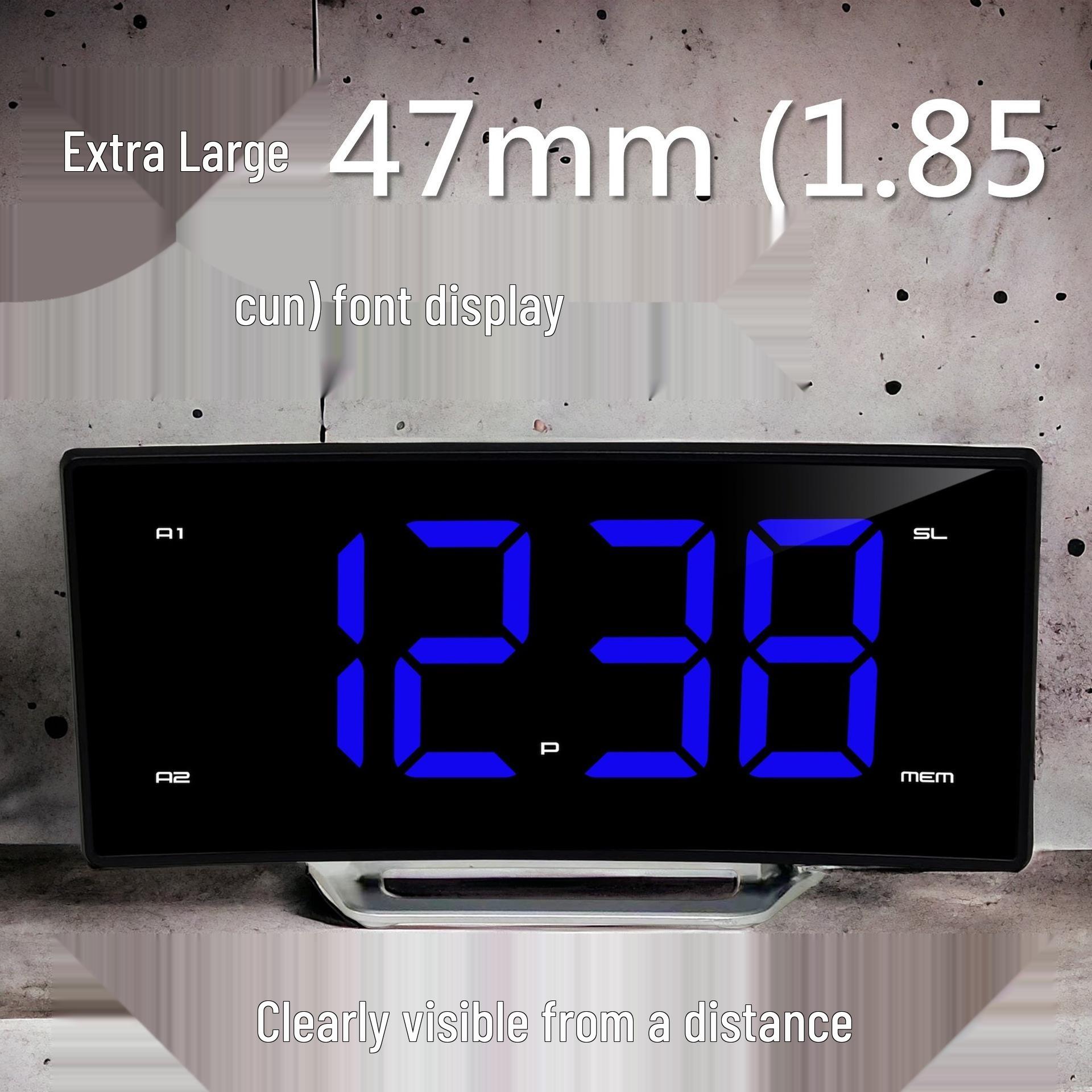 

Изогнутые светодиодные часы-радио с двойным будильником, проекцией времени и многофункциональным ночником чёрный