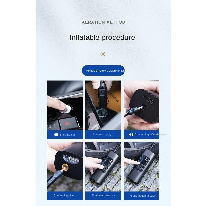 Convenient Echargeable Air Pump Tire Inflator Portable Compressor Digital Cordless Car Tyre Inflator for Bicycle Balls