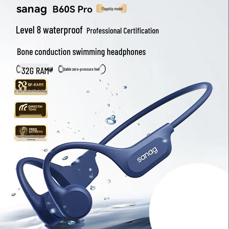 Sanag B60S Pro 64GB Bone Conduction Open-Ear Sports Headphones