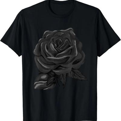 Róże Estetyczne Kwiaty Ładne Kwitnące Czarne Piękny T-shirt