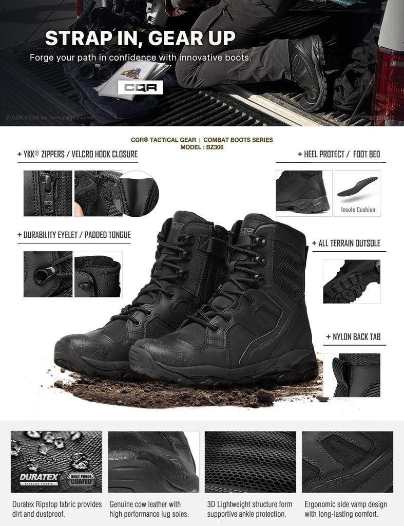 CQR And Waterproof Military Tactical Boots for Outdoor and Features Zippered Camouflage Product Men's Lightweight, Durable, Breathable, Activities,
