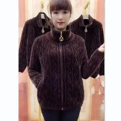 Chaqueta cálida acolchada de talla grande para mujer, otoño e invierno, para mujeres de mediana edad y mayores, con temperamento de color sólido