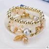 4 Pcs Fashionable And Simple Crystal Bead Pendant With Branches Leaves Versatile Multi-layer Bead Temperament Women's Bracelet