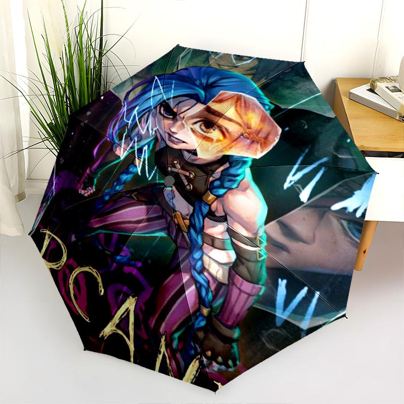 Vibrant Cyberpunk Warrior Folding Umbrella Travel Suitable for All Seasons Gift Umbrella Three Folds