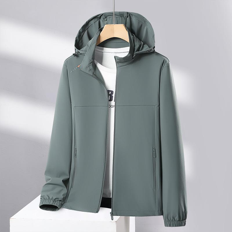 New skin clothes, couples summer hooded ice silk sunscreen clothes, fashionable full-color high elastic thin men's coat