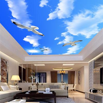 3D-Deckentapete, blauer Himmel und weiße Wolken, fliegender Vogel, Wandbild, Wohnzimmer, Sofa, Fernseher, Hintergrund, Schlafzimmer, Innendeckentapete
