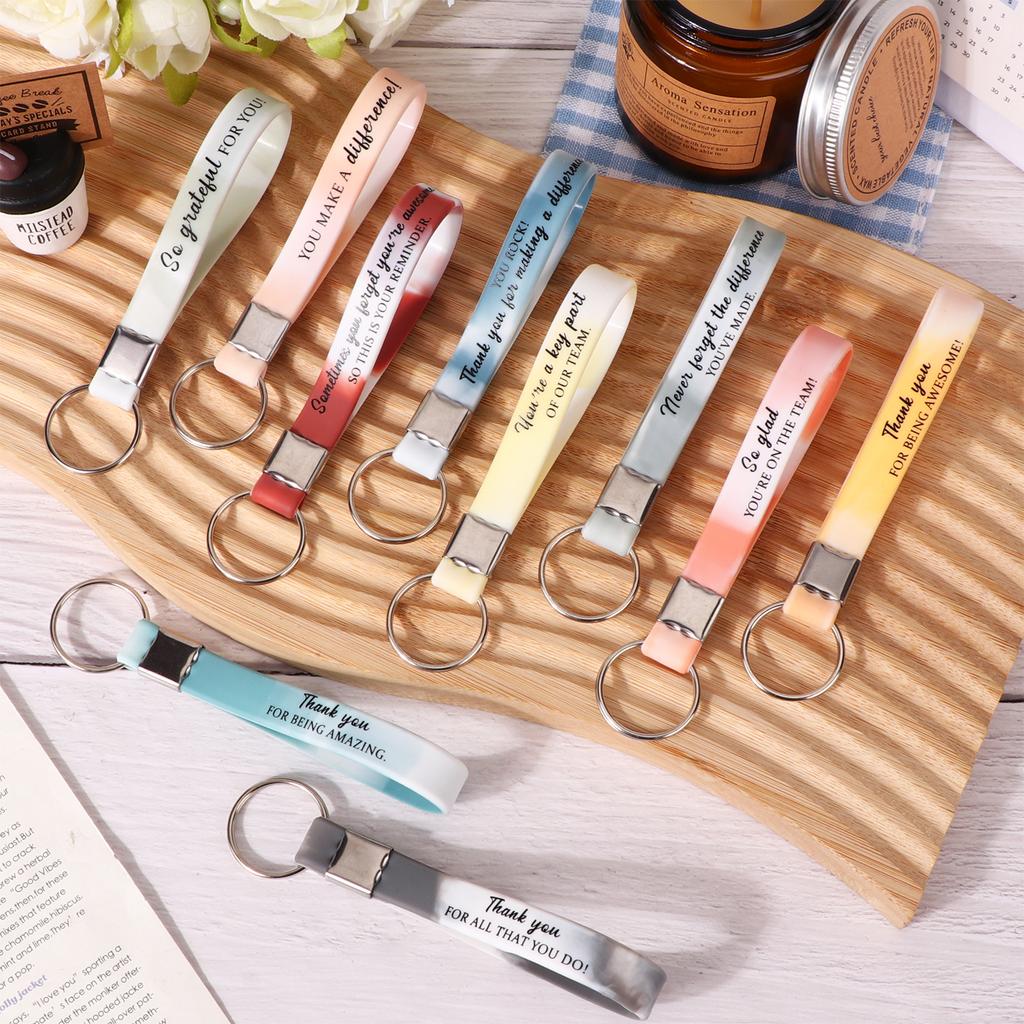 30 Stück Dankeschön Schlüsselanhänger Großhandel Mitarbeiter Wertschätzung Geschenk Motivierender Silikon Schlüsselring Inspirierende Zitate Schlüsselanhänger Personal App