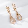 Unique Design Natural Zircon Dangle Earrings For Women Luxury Bride Wedding Jewelry  Rose Gold Long English Earring