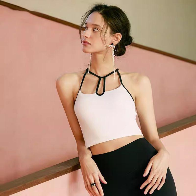 

Yoga Vest Strap Chest Pad Water Drop Cross Beauty Back Fitness Bra Breathable Slimming Sports Underwear Shockproof Push up Elastic Bleached classic black (including breast pad) S