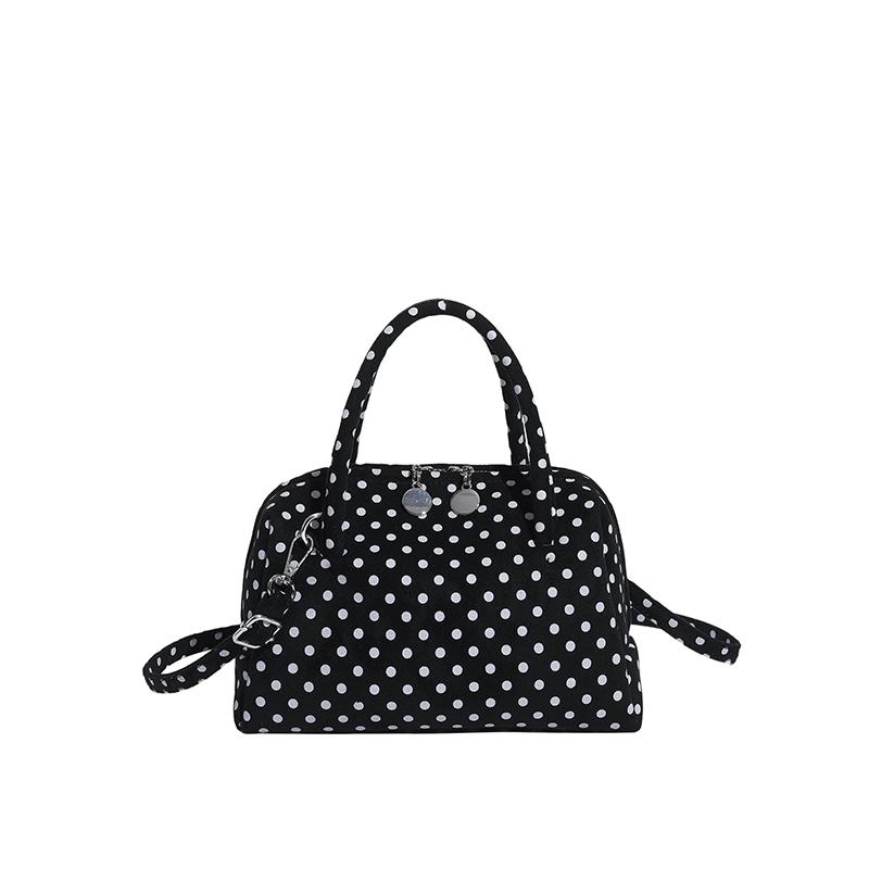 2026 Женские сумки Большая вместимость Для поездок на работу Наплечная сумка ПУ Точки на шнурке Универсальные Сумки через плечо Большая вместимость Милые чёрный