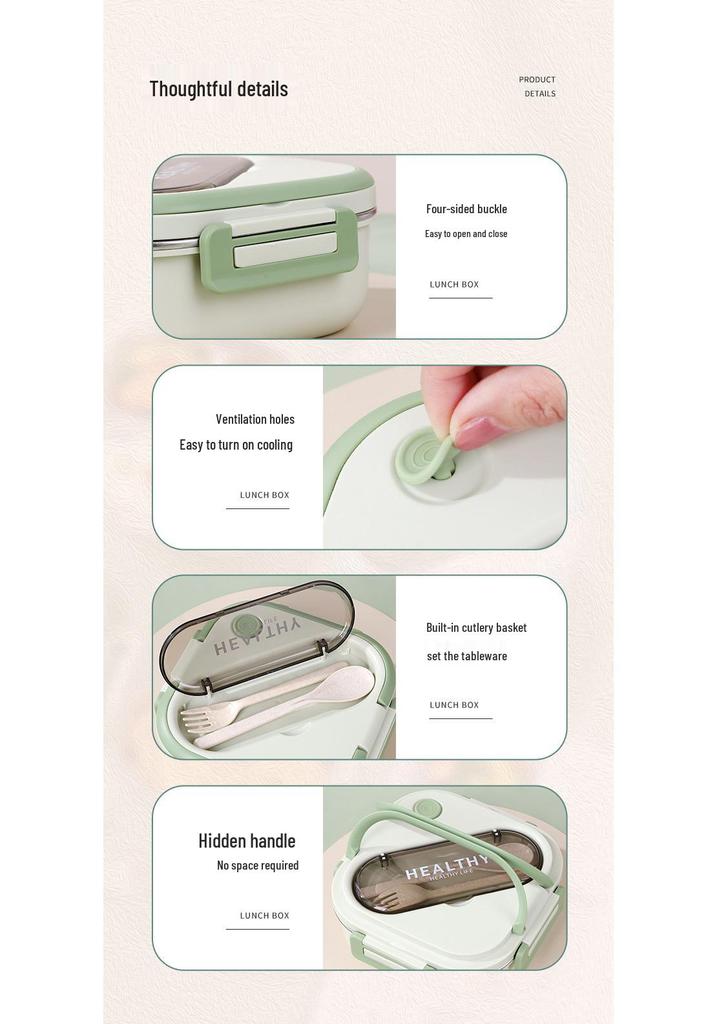 Korean Style 304 Stainless Steel Insulated Lunch Box for Men, Women, Students, and Office Workers