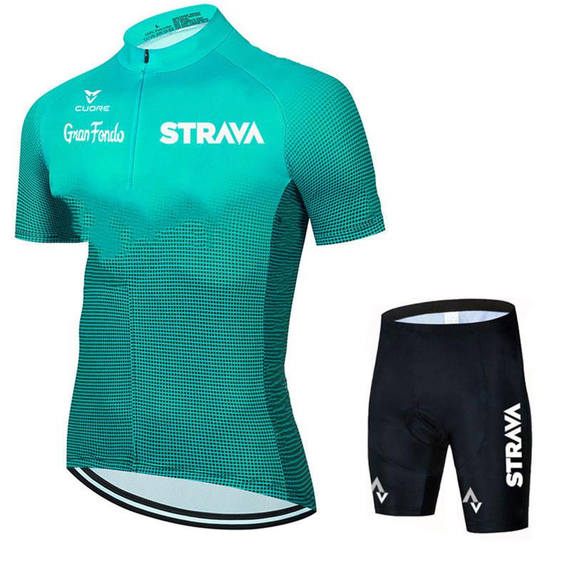 Short Sleeve Men's Cycling Suit Mountain Breathable Bike Set Strava 2023 Summer Cycling Team