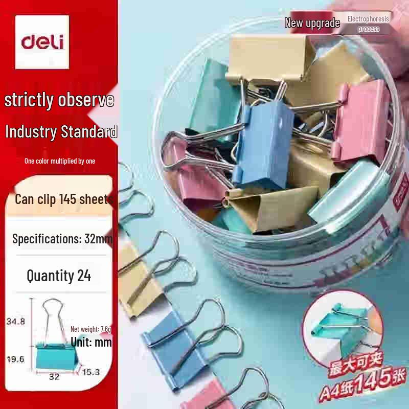 Deli 32mm Colorful Binder Clips