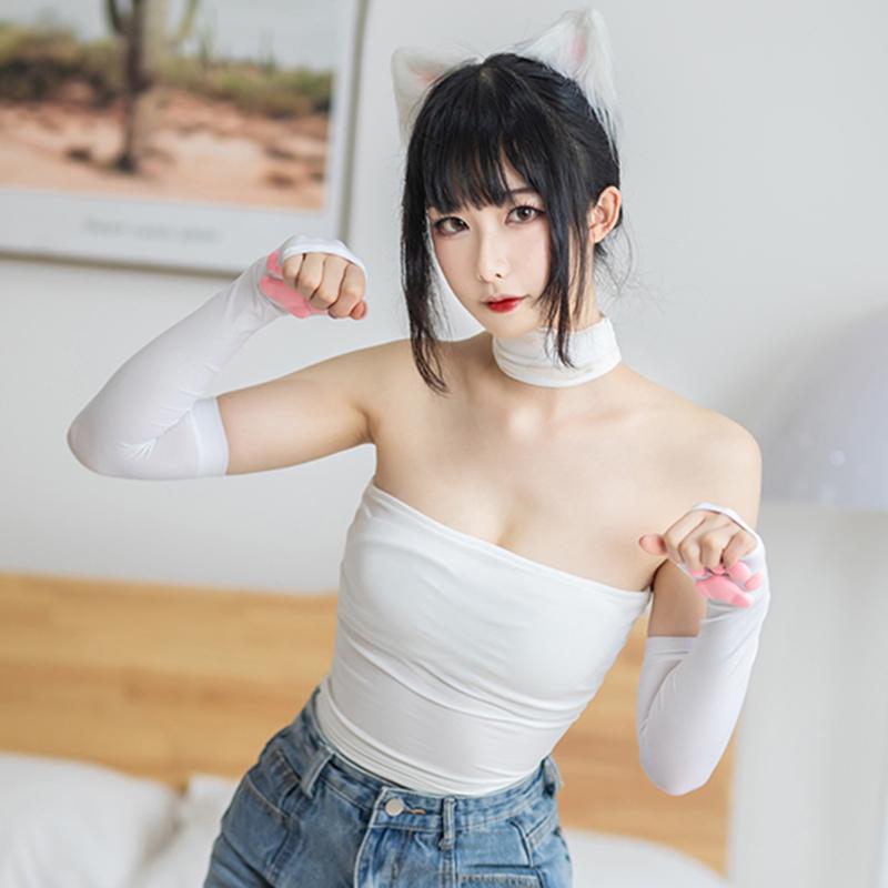 1Pair Cat Claw Sun Protection Sleeves Women Girls Cute Fingerless Cat Paw Pawpads Gloves Lolita Cosplay Halloween Party Mittens