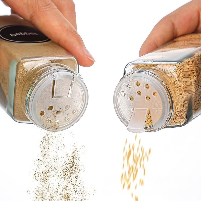 12pcs Spice Jars with Labels Thickened Glass Seasoning Containers with Bamboo Lids Sealed Seasoning Bottles with Silicone Funnel