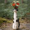 Handcrafted Quirky Cat Vase Creative Ornament Whimsical Resin Cat Flower Vase Aesthetic Table Decor for Flowers/Accessories