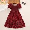 Girl Short Sleeves Print Dress Children Kid Casual Summer Beach Sundress Princess Dresses Clothes