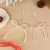 6/12Pcs Hand Woven Imitation Pearl Bow Pendant Christmas Tree Hanging Decoration Xmas  Year Holiday Gift
